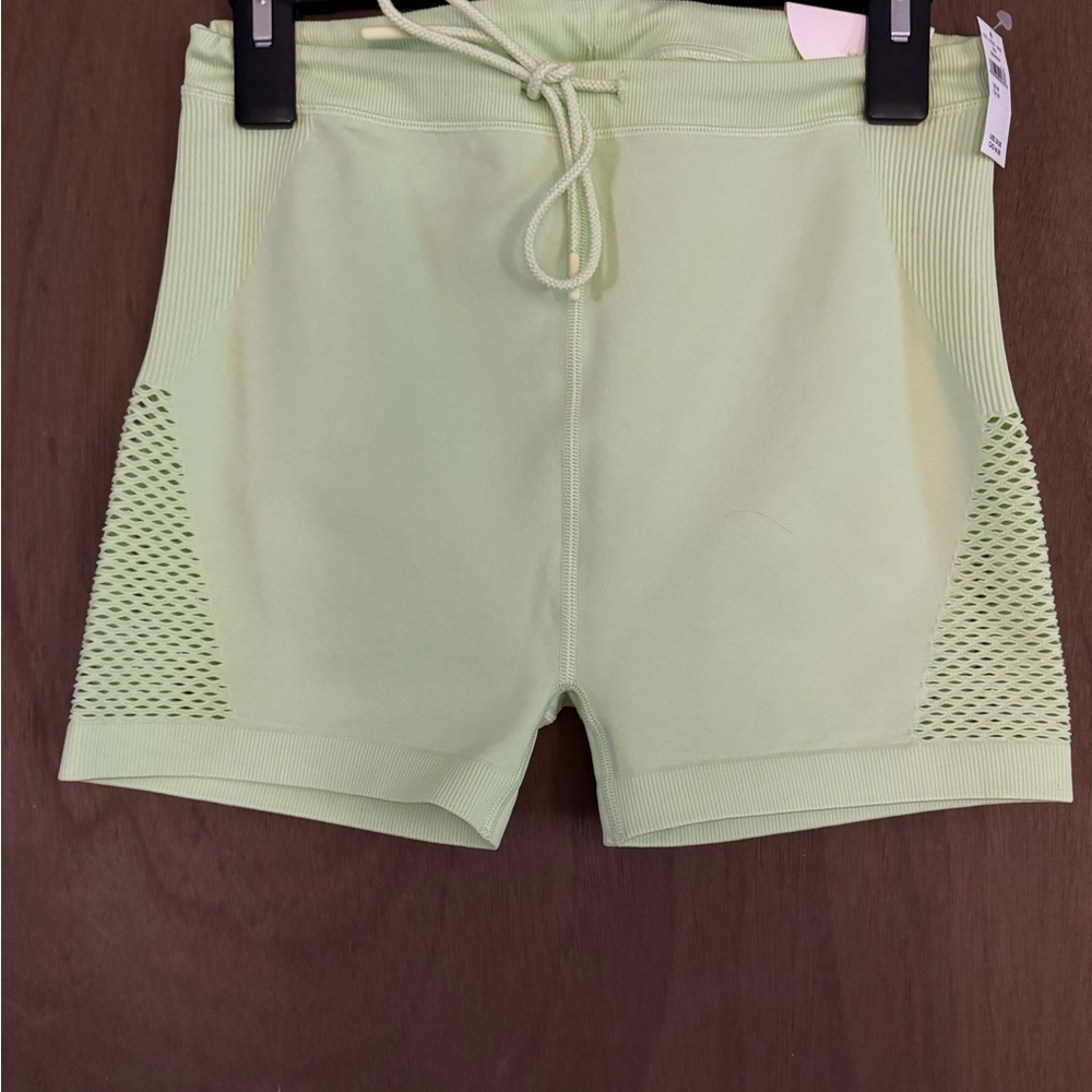 Aerie Green Athletic Shorts with Mesh Panels